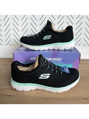❤️Skechers Summits Cool Classic Sz 6.5 Women's Shoes Comfy Sneakers Black White